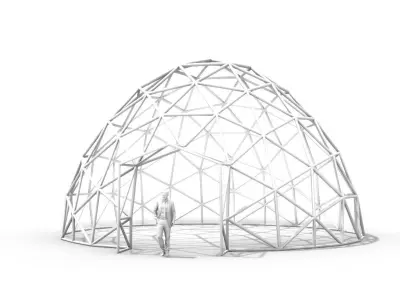 Geodesic Dome with Door Opening V2 3D model