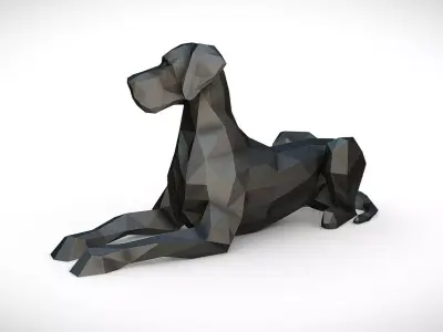 great dane figure low poly 3D print model