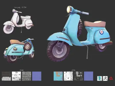 Vespa Vehicle Low-poly 3D model