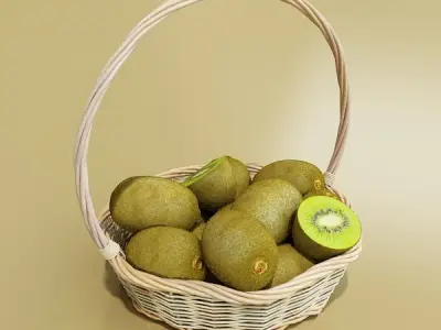 Kiwi Fruit in Basket 3D model