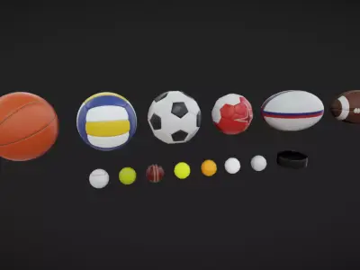 Sports Objects Low-poly 3D model