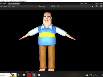 Old Bald Man Low-poly 3D model
