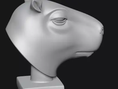 Capybara head sculpture 3D print model