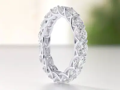 braided diamond engagement ring 4mm 7Size 3D print model