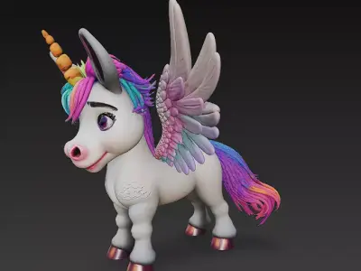 Donkeycorn Rainbow Realistic 3D Model Basic - Donkeycorn Low-poly 3D model