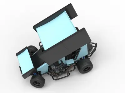 Winged 600 Micro sprint car while turning Scale 1 to 25 3D print model