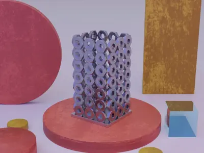 Stylized nut pen holder Low-poly 3D model