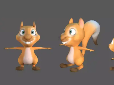 3D Model Cartoon Squirrel Character Mascot Low-poly 3D model