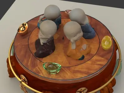 Chinese monk kids 3D model