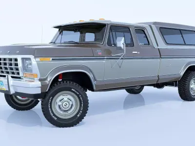1978 F350 SuperCab with Bed Cap 3D model