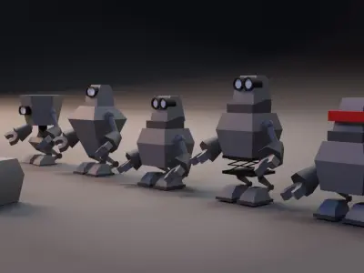 Cartoon Robots Low Poly Pack 3D model