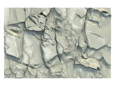 Grunge Stone Wall Segment Detail 3D model