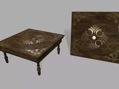 Table wooden Low-poly 3D model