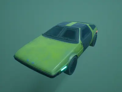 Retro Futuristic Car Low-poly 3D model