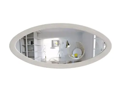 Large Oval Wall Mirror - White wood 3D model