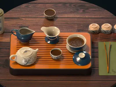 Teaset Low-poly 3D model