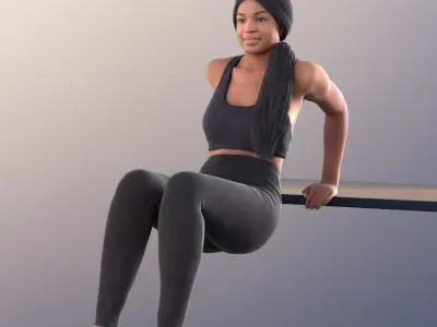 Miceala 11405 - Fitness Black Girl Exercise Workout Gym Low-poly 3D model