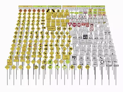 268 USA Signs Road Pack Low-poly 3D model