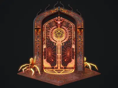 Medieval Door 1 game ready modular 3d model Low-poly 3D model