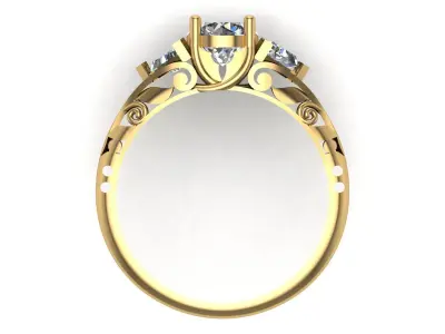 Solitaire Ring A52 3D print model