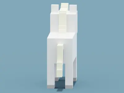 Voxel White Horse Low-poly 3D model