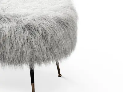 White Fauxfur Gio Ponti Stool 3D model