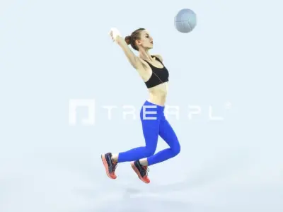 Beauty 17A Jumping Smashing Sports Volleyball Woman Low-poly 3D model