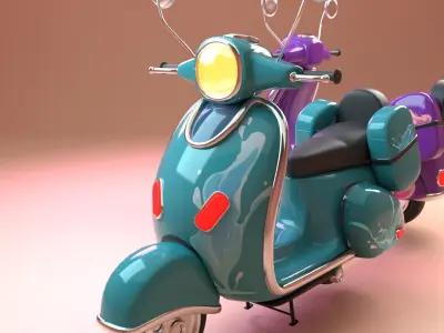 Stylized cartoon scooter Low-poly 3D model
