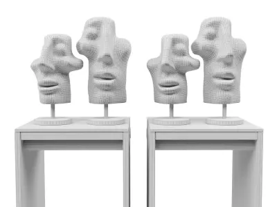 Abstract faces sculpture 3D model