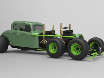Hot rod six-wheeled 3D model
