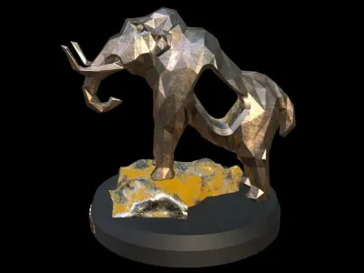 Steampunk Mammoth Rock Low-poly 3D model