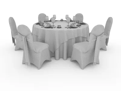 Banquet Table and Chair 73 3D model