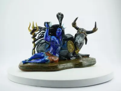 Lord Shiva with Nandi  Detailed 3D Printable Sculpture 3D print model