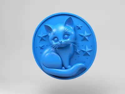 Cat wall decoration 3D print model