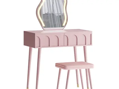 Ensemble coiffeuse avec tabouret et miroir Carmell 3D model
