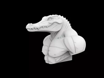 Anthro Crocodile Bust 3D Print Model 3D print model