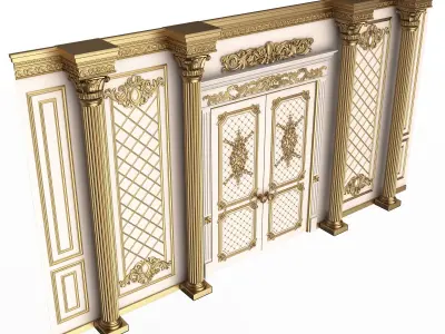 Boiserie Classic Wall with Mouldings 04 White Low-poly 3D model