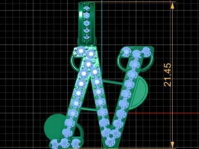 LUXURY ALPHABET N PENDAANT 3D PRINTABLE MODEL 3D print model