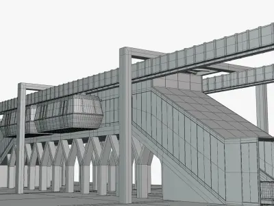 Elevated train station concept 3D model