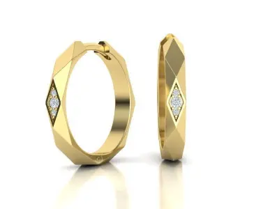 Facet Hoop earrings unique design 3dmodel 3D print model