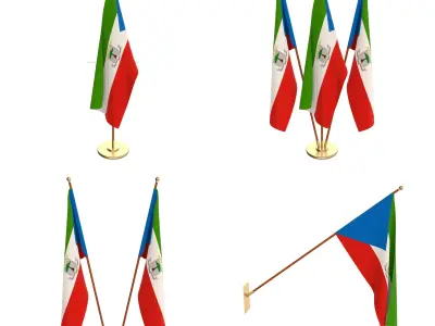 Equatorial Guinea Flag Pack 3D model