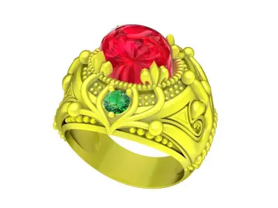 A5147 Luxury Oval Ruby Art Men Ring 3D print model