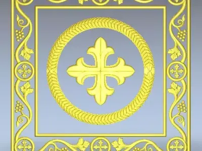 Cross altar panel marble or wood for church 3D model