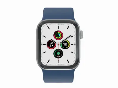 Apple Watch SE Silver Aluminium Case Abyss blue Sport Band Low-poly 3D model