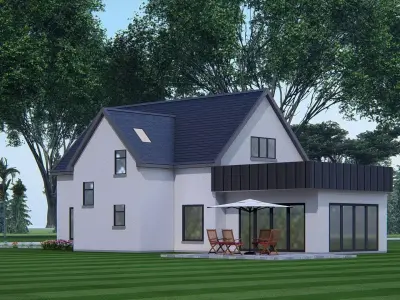 American House 3D Model  Modern Suburban Residential Home 3D model