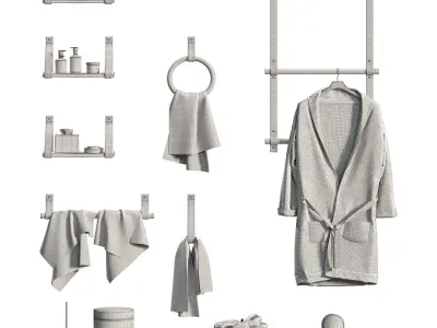 Bathroom Accessories with Leather Tapes 3D model