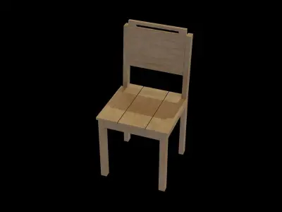 Chair wooden 03 Low-poly 3D model