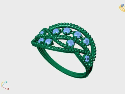 Women Ring Diamond Stone STL 3DM Lightweight Printable 3D print model 32