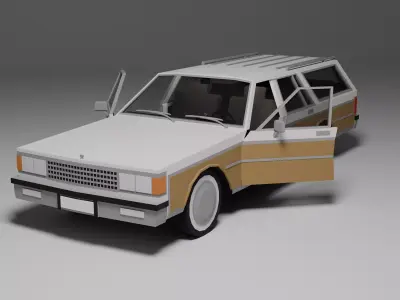 Low Poly 1980s Station Wagon 3D Model Car13 Low-poly 3D model