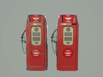 Retro Gas pump Low-poly 3D model